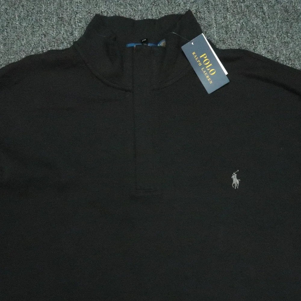 Polo Ralph Lauren Sweater‎ Men XXL Tall Black Double Jersey Quarter Zip 2XLT NWT